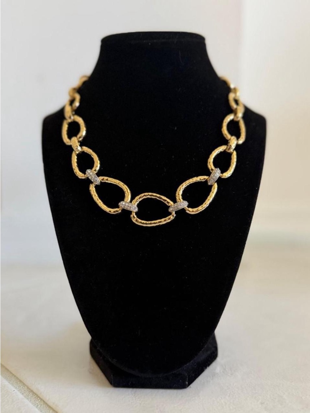 Gold Link Necklace with Crystal Accents - Women Jewelry